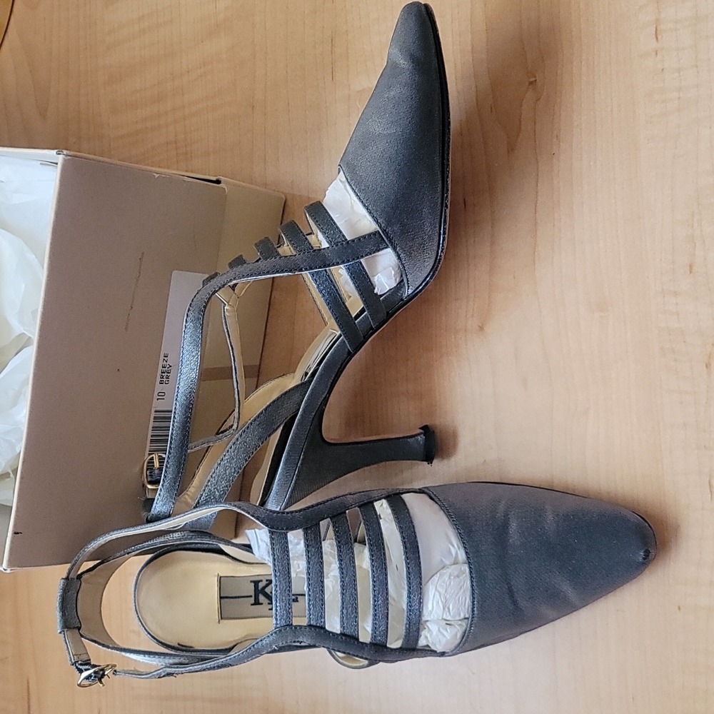 Kf Ltd Grey satin shoe